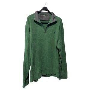 Polo Ralph Lauren viscose Men's Green Quarter Zip Pullover Sweatshirt Size XL‎
